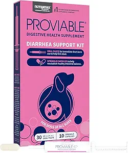 Nutramax Proviable Probiotics για σκύλους, Diarrhea Support Kit, Digestive Health Supplement with Multiple Strains of Bactory, Plus Prebiotics, Kaolin και Pectin, 30 ml Paste και 10 κάψουλες