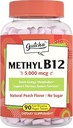 Gutcha Βιταμίνη B12 5000 mcg, Βιοδραστική μεθυλοκοβαλαμίνη, για Nerve, Heart, Brain Health & Energy Production, Non GMO, No Sugar, No Glutten, Natural Peach Flavor, 90 Vegan & Fast Dissolve Tablets