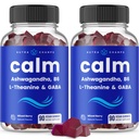 NutraChamps Calm Gummies, Strress Gummies συμπλήρωμα με Ashwagandha, L-Θεανίνη, GABA, Βιταμίνη B6 & Λέμον Balm, 90 Gummies (Pack of 2)