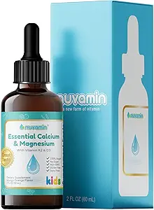 Nuvamin – Liquid Calcium & Magnesium Drops for Baby, Toddlers, Kids, & Adults, 2Fl.Oz (60ml), 30 Daily Servings. Μεγάλη Γεύση - Όλα Φυσικά - Vegan - Superior Απορρόφηση