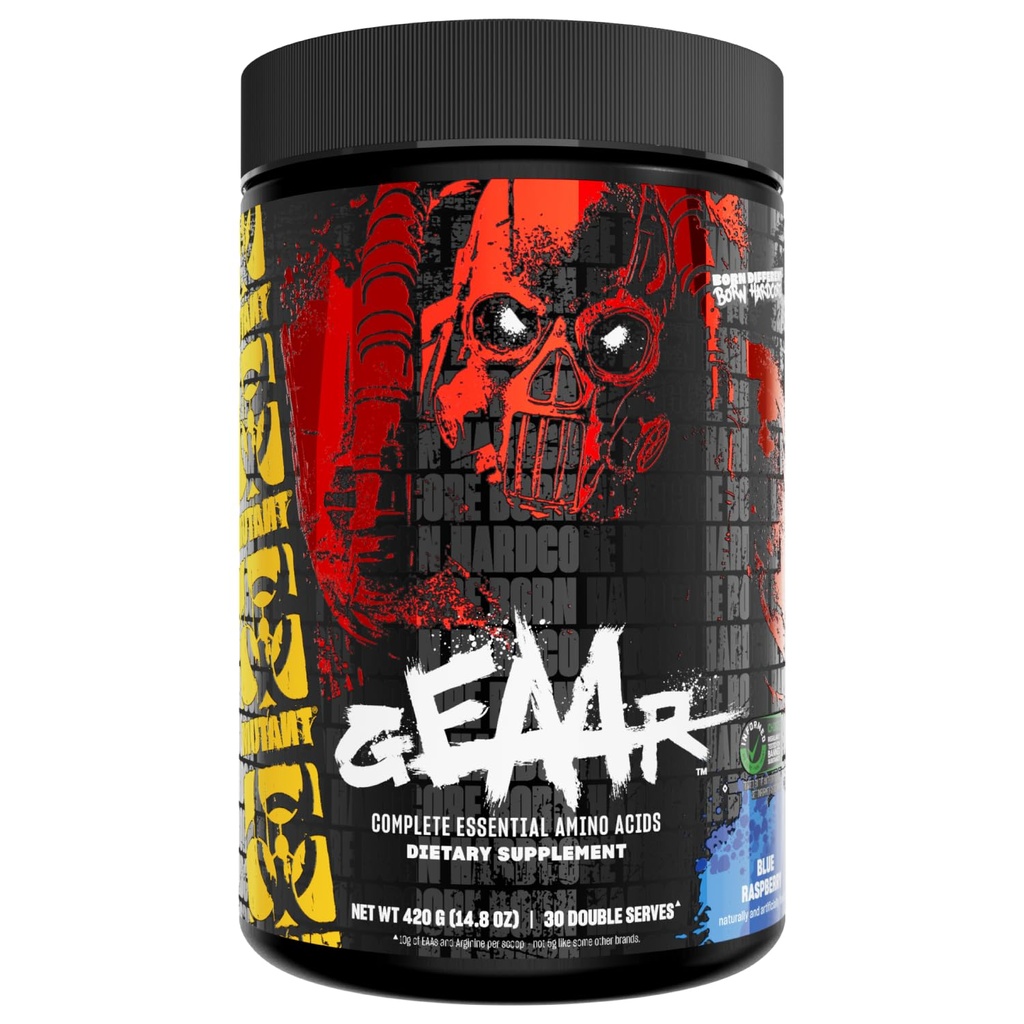 Mutant GEAAR - 9,4g EAA σκόνης + Arginine, 7g BCAAs, 4g Leucine, ηλεκτρολύτες, Coconut νερό, 30 εξυπηρετούν - Μπλε σμέουρο
