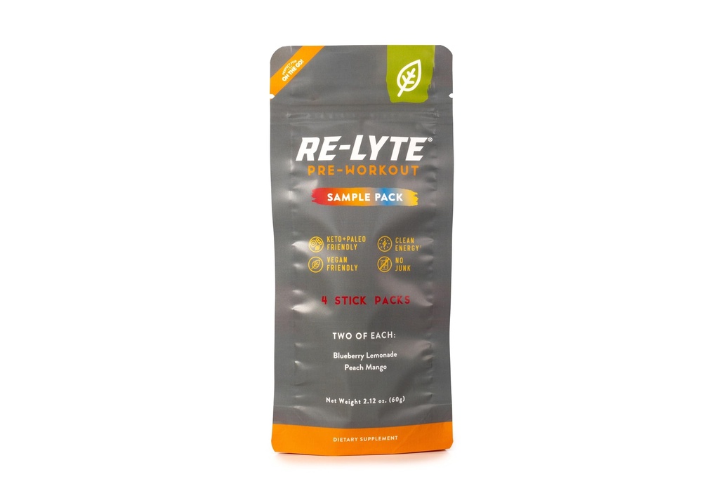 Redmond Re-Lyte πριν από την προπόνηση μείγμα ποτών, πακέτο δειγματολήπτη, 4 ραβδιά