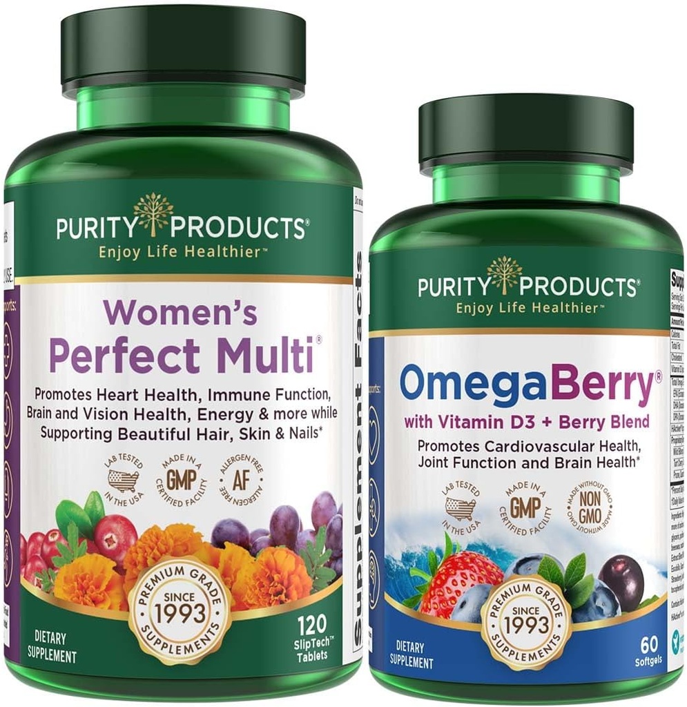 Προϊόντα καθαρότητας Perfect Multi + OmegaBerry Fish Oil Γυναικών Multi (Υποστηρίγματα Ουρολοίμωξη, Ανοσοποιητικό, Οστό, Μαλλιά, Δέρμα, Νύχια + Περισσότερα) - OmegaBerry (1250mg Omega-3, Βιταμίνη D3 + Περισσότερα)