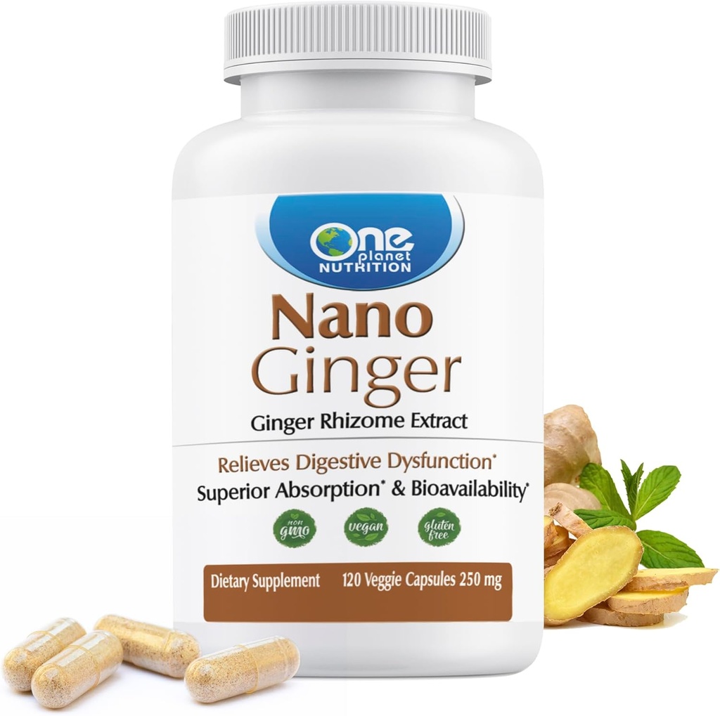 One Planet Nutrition Nano Ginger Root 250 mg κάψουλες Veggie (120 σερβιρίσματα), Pure Ginger Root Extract, Nano για την ανώτερη απορρόφηση, Enhances Digestive Health, Non-GMO, Vegan Gluten Free
