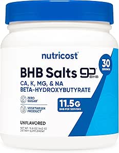 Nutricost Keto BHB Εξωγενείς Κετόνες 4-σε-1 (30 μερίδες) 12g Βήτα-Υδροξυβουτυρικό (BHB) ανά υπηρεσία, (Άγευστα) - Αλάτια Κετόνης