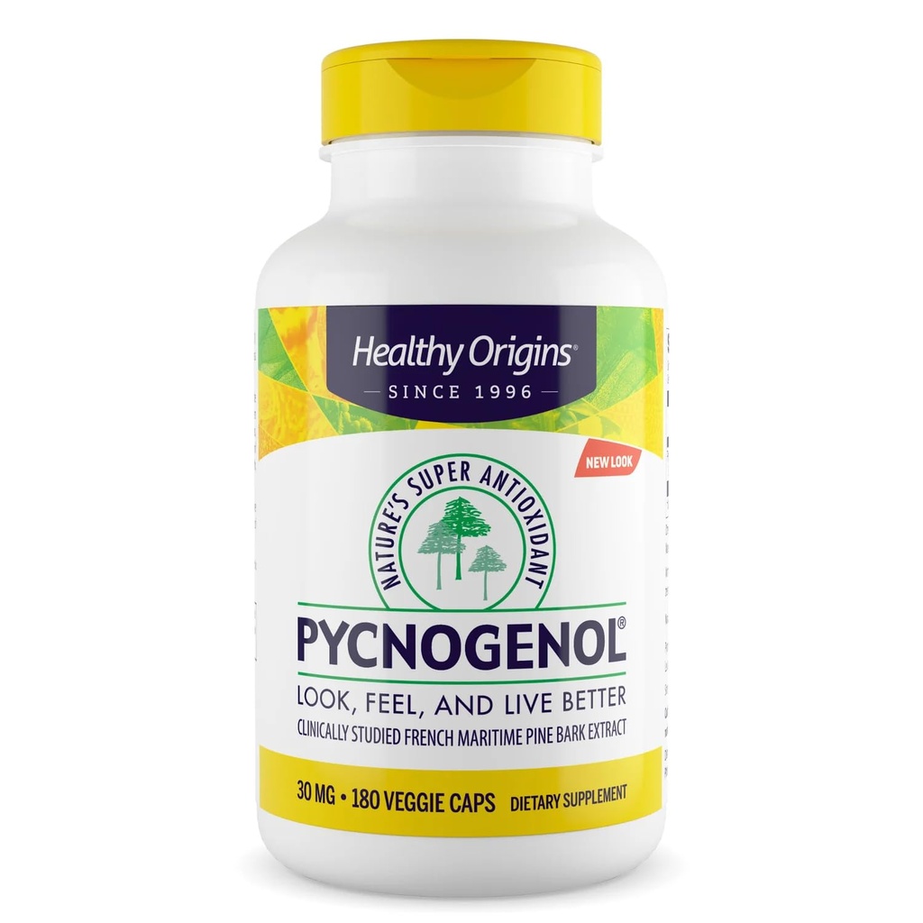 Healthy Origins Pycnogenol 30 mg (Υπεραντιοξειδωτικό της φύσης, Μη ΓΤΟ, Χωρίς γλουτένη, Καρδιαγγειακή Υποστήριξη), 180 Καπάκια λαχανικών