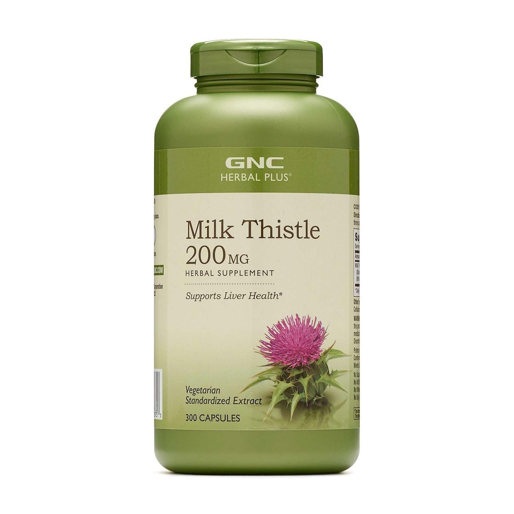 GNC Herbal Plus Γαϊδουράγκαθο γάλακτος 200mg συμπλήρωμα, χορτοφάγους, υποστηρίζει υγιή λειτουργία του ήπατος, 300 υπηρεσίες