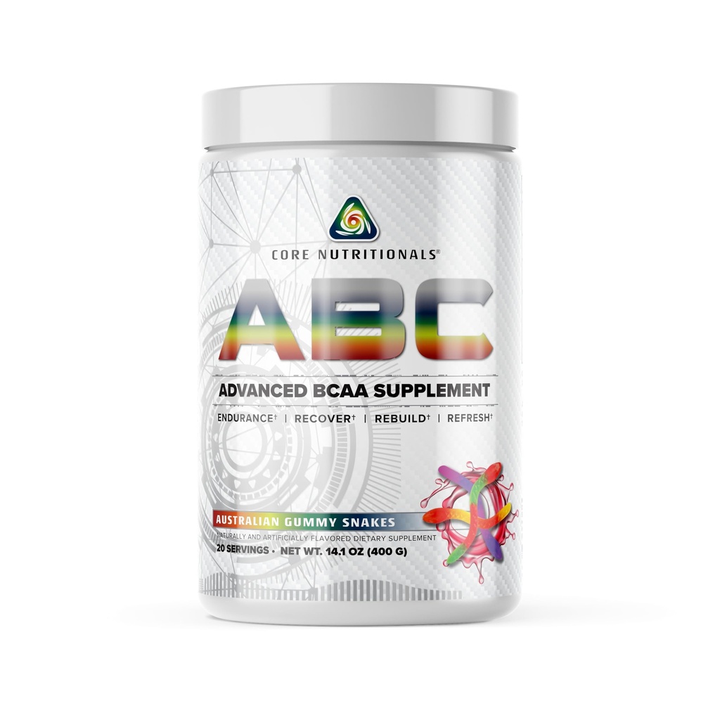 Core Nutritionals ABC Advanced BCAA Supplement | Amino Acid Recovery Blend | with Glutamine, Beta Alanine, Citrulline Malate | 20 Servings (Australian Gummy Snakes)