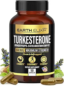Earth Elixir Turkesterone 840 mg (90 κάψουλες) – Made in USA - 3rd Party Tested - 100% Pure Turkesterone Supplement for Men & Women - Ajuga Turkestanica Extract - Αύξηση Φυσικής Ενέργειας & Αντοχής