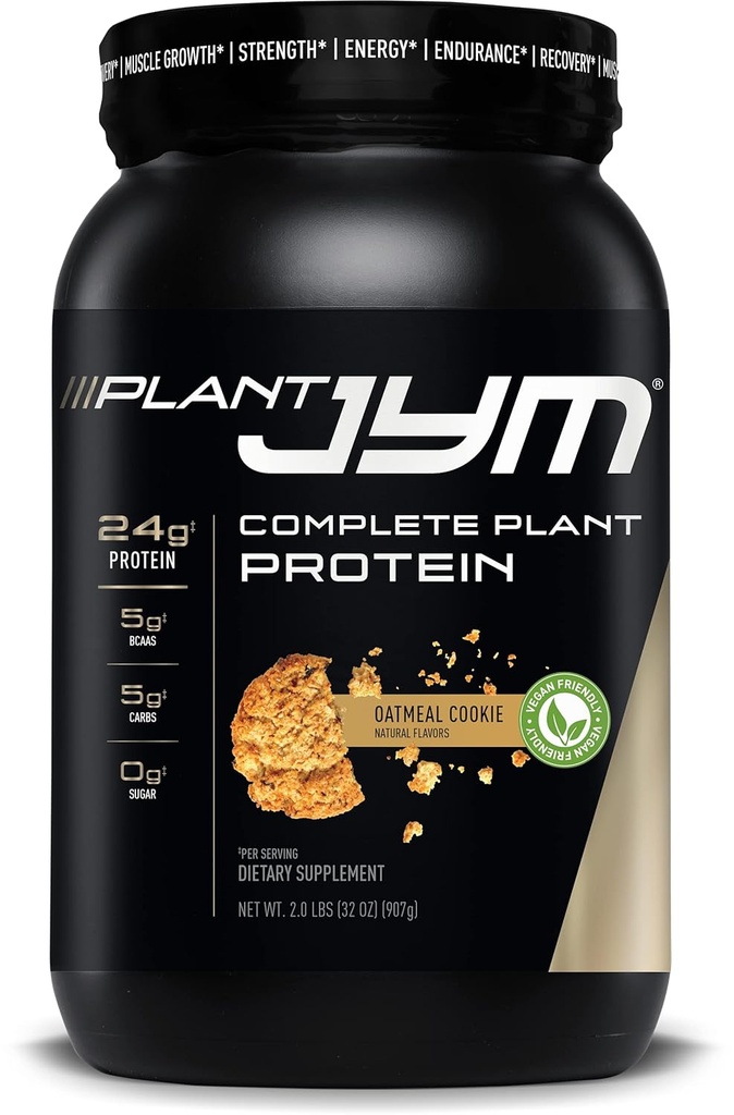Φυτά JYM Oatmeal Cookie Gourmet Γαλακτοκομικές Πρωτεΐνες για Ανάκτηση, 5g BCAA, Λακτόζη Χωρίς Γλουτένη, Χωρίς Γλουτένη για Άνδρες & Γυναίκες 2lbs