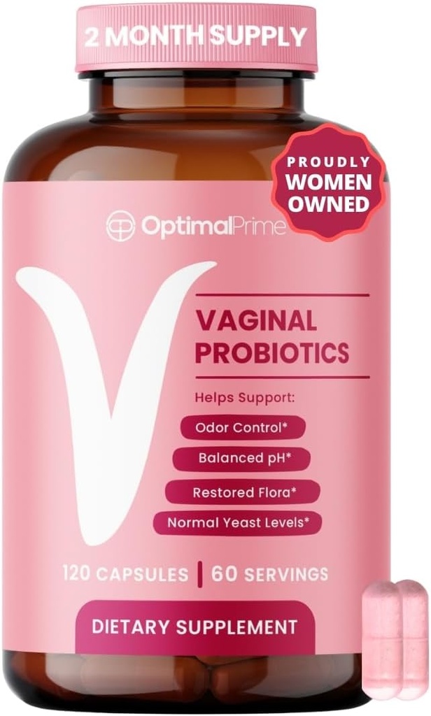 Optimal Prime Κολπικά Προβιοτικά για γυναίκες με Πρεβιοτικά, Cranberry Extract, και Lactobacillus Probiotic Blend, Υποστηρίζει Υγιεινή Κολπική Χλωρίδα, Odor Control, pH Ισορροπία, 2 Μήνες Προσφορά, 120 κάψουλες