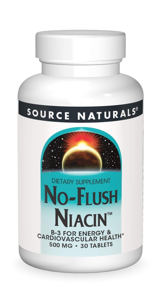 Source Naturals No- Flush Niacin, B-3 για την Ενέργεια & Καρδιαγγειακή Υγεία* 500 mg - 30 δισκία