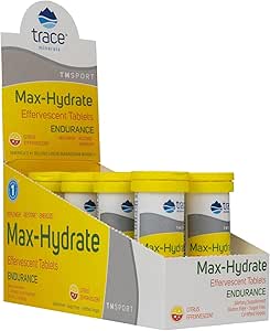 Trace Minerals Max-Hydrate Endurance - Daily Energy Support Supplement - Electrolyte Supplement to Aid Against Muscle Cramps - Supplement to Support Hydration - Εσπεριδοειδή, 10 Tabs (80 Servings)