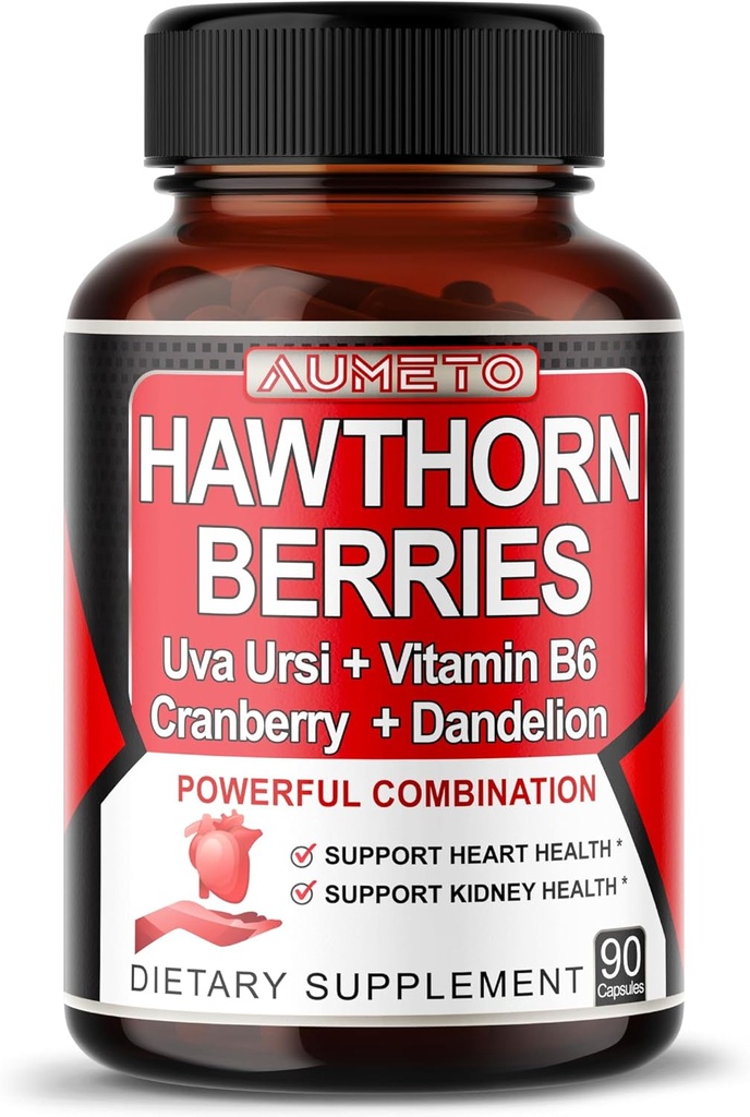 7 in 1 Ultra Hawthorn Berry with Uva Ursi Dandelion Cranberry Apple Cider Vinegar - Heart, Kinney Health Support