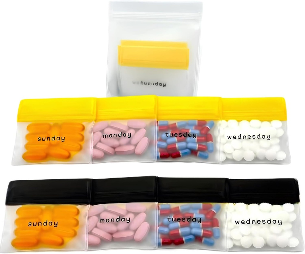 AM/PM Τσάντες Pill Pouch για Ταξίδι 7-Day, Επαναχρησιμοποιήσιμες Τσάντες Χάπια με Μέρες της Εβδομάδας Labels, Μεγάλη Χωρητικότητα για Βιταμίνες & Συμπληρώματα, Χάπια, Multi-Purpose Medicine Organizer (με Pill Cutter)