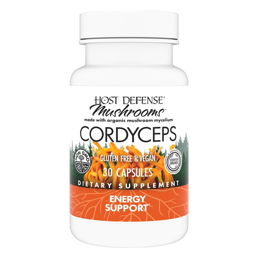 Κάψουλες Host Defense Cordyceps - Immune & Energy Support Supplement - Συμπλήρωμα Υγείας Νεφρού με Cordyceps - Συμπλήρωμα Υποστήριξης Καταλληλότητας για να βοηθήσει την πρόσληψη οξυγόνου - 30 Κάψουλες (15 Σερβιέτες)*