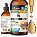BIO KRAUTER 6 Mushrooms Supplement 6-in-1 - Lions Mane, Shiitake, Turkey Tail, Cordyceps, Reishi & Chaga Liquid Extract - Mushroom Complex Tincture - Vegan Drops 4 Fl.Oz.