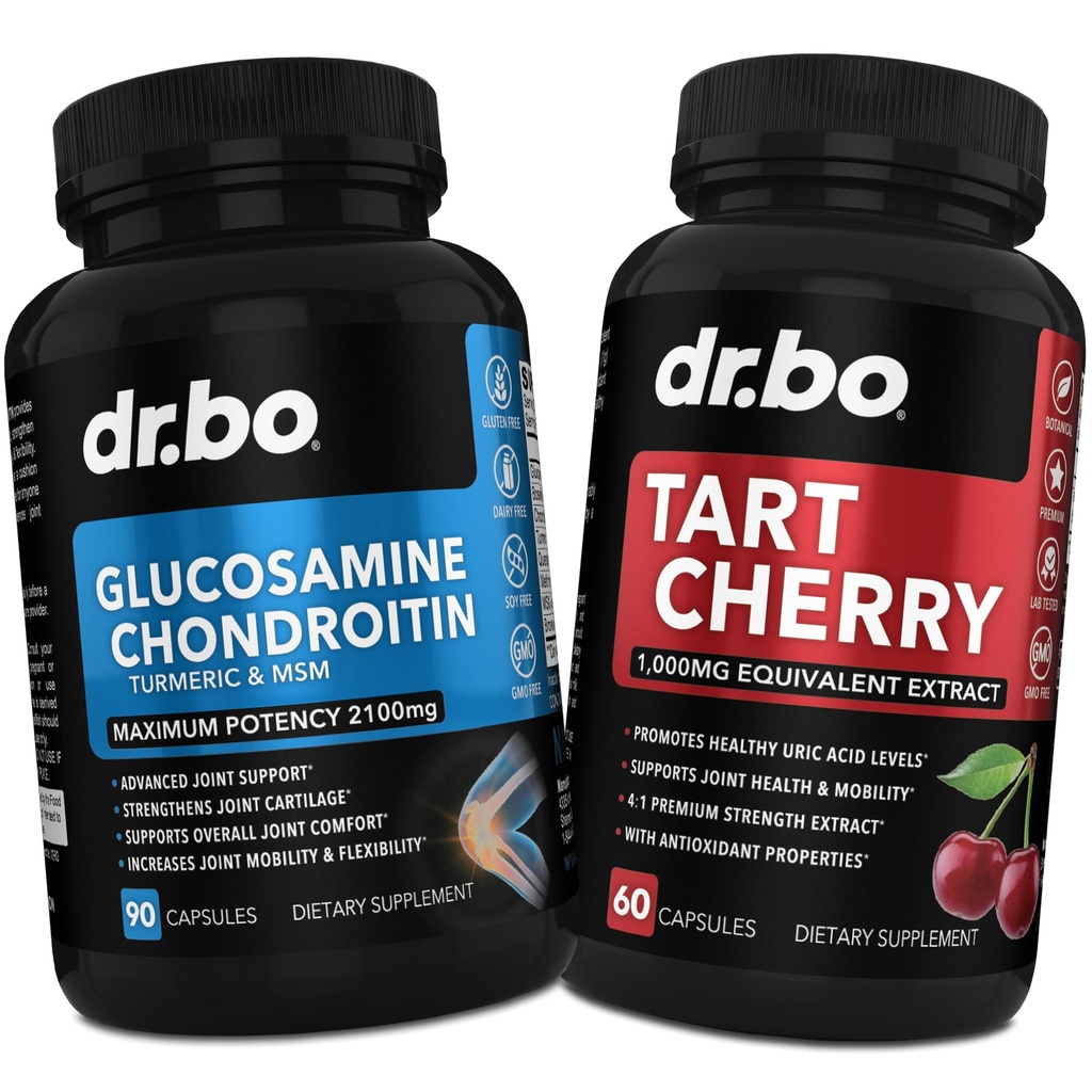 Γλυκοζαμίνη Chondroitin MSM Turmeric & Tart Cherry - Κοινό συμπλήρωμα υγείας γόνατο & αρθρώσεις, Puge Uric Acid Cleanse Flush Αντιοξειδωτικά χάπια - Κοινές χάπια υποστήριξης & Tart Cherry Extract κάψουλες