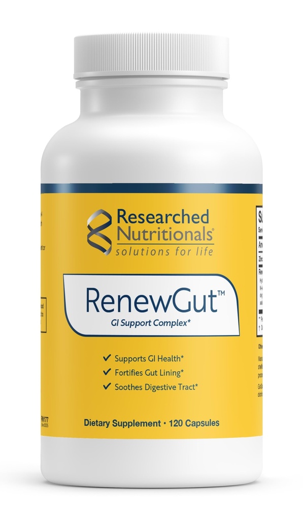 Ερευνημένα Διατροφικά RenewGut - GI Complex to Support Gut Lining, Healthy Histamine Levels & Digestive Health - Collagen Peptides, Zinc Carnosine, DGL & N Acetyl Glucosamine (120 Κάψουλες)