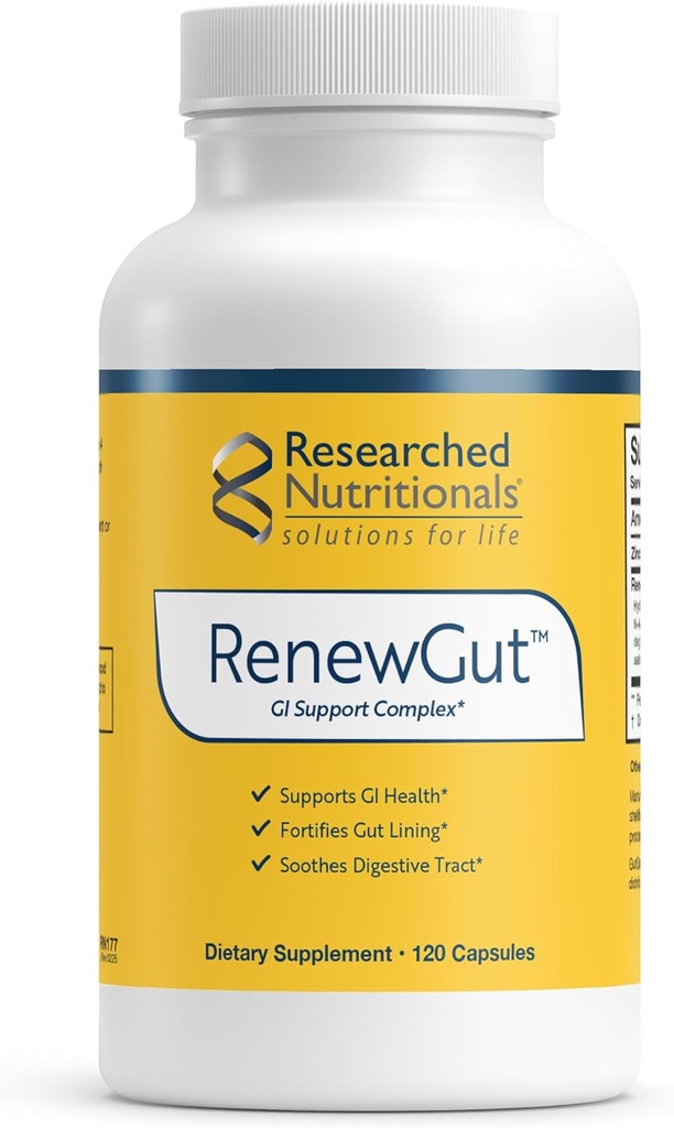 Ερευνημένα Διατροφικά RenewGut - GI Complex to Support Gut Lining, Healthy Histamine Levels & Digestive Health - Collagen Peptides, Zinc Carnosine, DGL & N Acetyl Glucosamine (120 Κάψουλες)