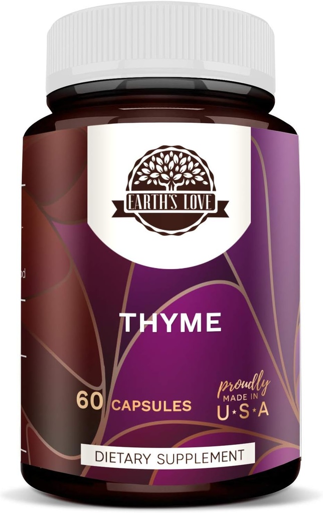HerbEra Earth's Love - Thyme 60 Capsules, High Potency Capsules 400 mg, Made with Thyme (Thymus Vulgaris) and Vegetable Capsules Dried Leaf (60 Capsules)