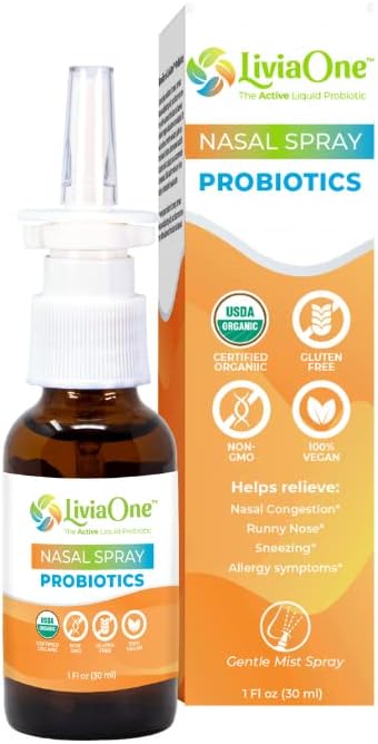 LiviaOne Probiotics Nasal Spray, All-Natural Sinus Relief, Helps with Allergies, Nasal Congestion, Runny Nose, and Sneezing, 1 Fl Oz (Pack of 1)