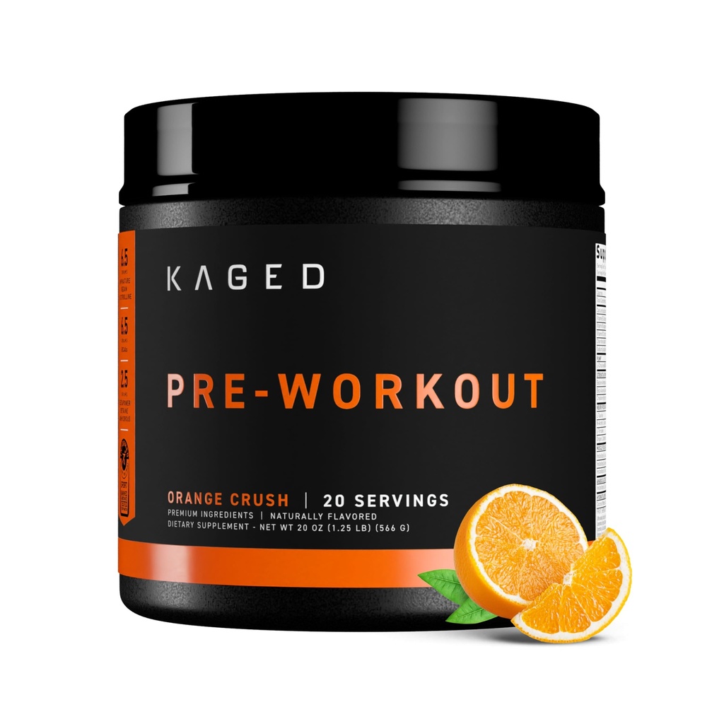 Kaged Original Pre Workout Powder | Orange Crush | Pre-Workout with Creatine, Beta Alanine, L-Citrulline, BCAAs | 274 mg Caffeine | Pre Supplements for Men & Women | 20 Servings
