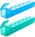 BUG HULL Weekly Pill Organizer Large 2 Packs, Extra Large Travel Pill Organizers, Pill Box 7 Day, Travel Pill Case, Medicine Pill Organizer για Βιταμίνες, Συμπληρώματα και Φάρμακα (Blue+Green)