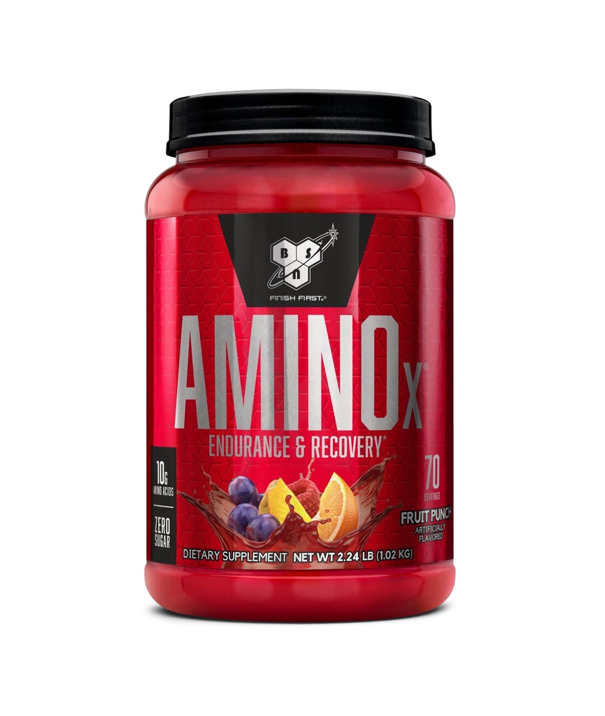 BSN Amino X σε σκόνη αποκατάστασης & αντοχής των μυών με BCAAs, 10 γραμμάρια αμινοξέων, Keto φιλικό, καφεΐνη δωρεάν, υποστήριξη αντοχής, Zero ζάχαρη, Punch φρούτων, 70 μερίδες (Packaging May Vary)