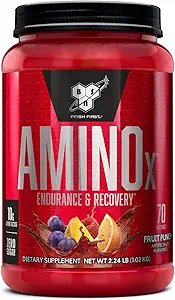 BSN Amino X σε σκόνη αποκατάστασης & αντοχής των μυών με BCAAs, 10 γραμμάρια αμινοξέων, Keto φιλικό, καφεΐνη δωρεάν, υποστήριξη αντοχής, Zero ζάχαρη, Punch φρούτων, 70 μερίδες (Packaging May Vary)
