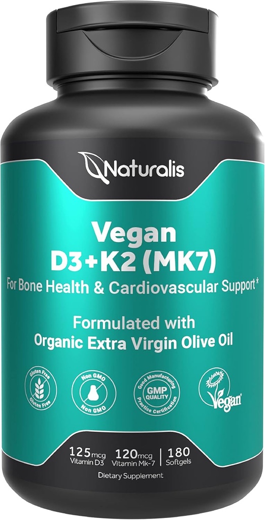 Naturalis Vegan Βιταμίνη D3 + K2 με Extra Virgin Olive Oil 