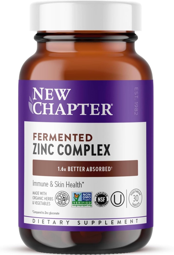 Νέο κεφάλαιο συμπλήρωμα ψευδάργυρου, Fermented σύμπλοκο ψευδάργυρου, ένα καθημερινά για την ανοσοποιητική υποστήριξη + την υγεία του δέρματος, ορυκτής ισορροπίας Φόρμουλα πλούσια σε χαλκό, εύκολο να καταπιούν & Digest, 30 Count (1 μήνας εφοδιασμού)