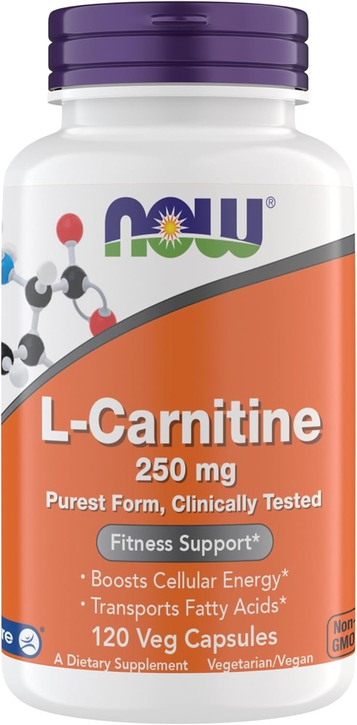 Τώρα Συμπληρώματα, L-καρνιτίνη 250 mg, Purest Form*, Amino Acid*, Fitness Support*, Μεταβολική Υποστήριξη 120 κάψουλες χορτοφάγων, Χωρίς γλουτένη, Vegan, Kosher, Μη ΓΤΟ