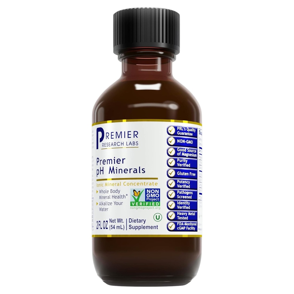 Premier Research Labs Premier pH Minerals - Trace Minerals, Trace Mineral Drops, Minerals for Water, Magnesium Supplement for Distned Water, Reverse Osmosis Water, Liquid Concentrate - 2 fl oz