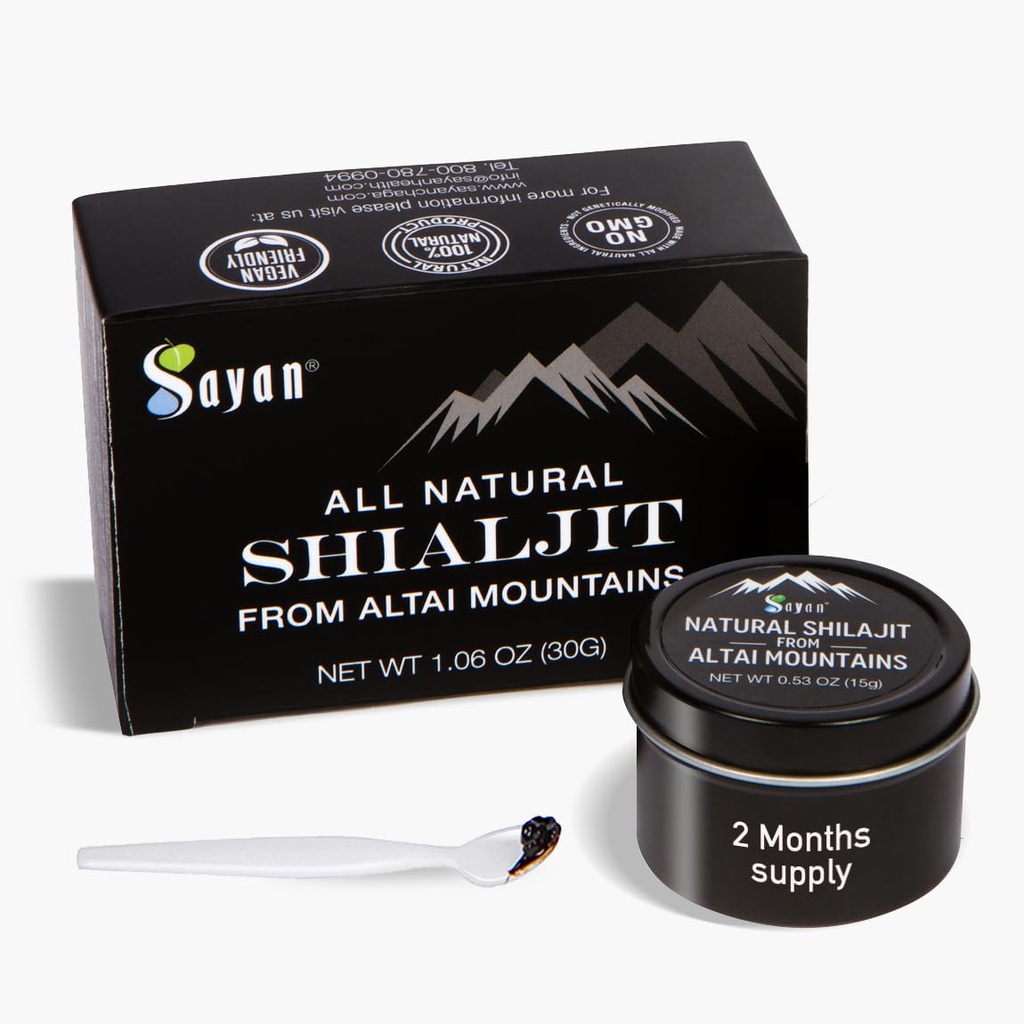 Sayan Pure Authentic Altai Shilajit Resin - 15 γραμμάρια, 2 μήνες προσφοράς - Υψηλή αποτελεσματικότητα συμπλήρωμα οργανικού οξέος Fulvic για γυναίκες και άνδρες για την υποστήριξη ανοσοποιητικού συστήματος, ενέργειας, & Detox - Vegan, μη GMO
