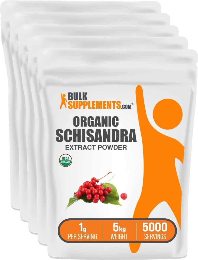 BulkSupplements.com Βιολογικό Schisandra Extract Powder - Schisandra Supplement, από το Schisandra Berries - Βότανο συμπλήρωμα, χωρίς γλουτένη - 1000mg ανά Σερβίρισμα, 5kg (11 lbs) (πακέτο των 5)