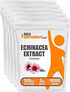 BulkSupplements.com Echinacea Extract Powder - Echinacea Extract, Βότανο συμπλήρωμα για την υποστήριξη του ανοσοποιητικού - Vegan & Gluten Free, 500mg ανά σέρβις, 1kg (2,2 lbs) (πακέτο των 5)