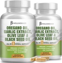 JB Wellness Oregano Oil, εκχύλισμα σκόρδου, Olive Leaf, με Astragalus - Immune Support & Digestive Health Supplement for Women and Men - 120 Count