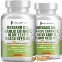 JB Wellness Oregano Oil, εκχύλισμα σκόρδου, Olive Leaf, με Astragalus - Immune Support & Digestive Health Supplement for Women and Men - 120 Count