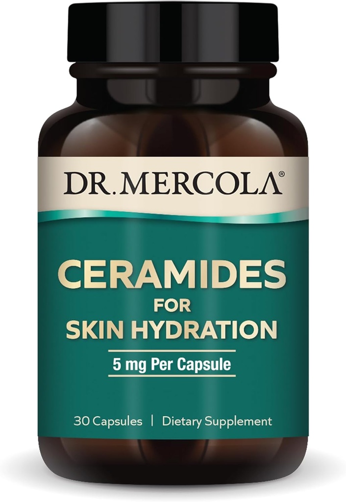 Dr. Mercola Ceramides for Skin Hydration, 30 Servings (30 Capsules), 5 mg Per Capsule, Dietary Supplement, Promotes Skin Appearance, Non-GMO