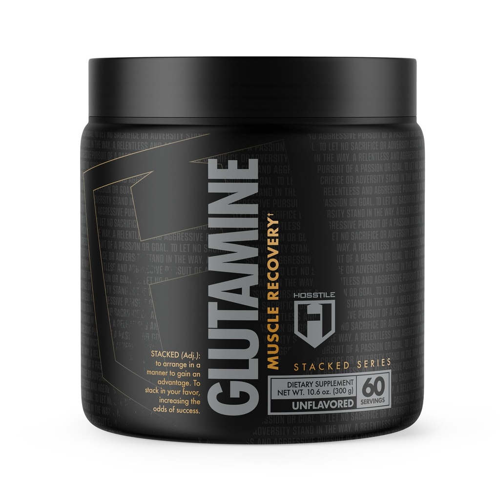 HOSTILE Glutamine, Fermented L Glutamine σκόνη για άνδρες και γυναίκες, Ενίσχυση της αποκατάστασης μυών, σύνθεση πρωτεΐνης υποστήριξης, μετά την αποκατάσταση προπόνησης ποτό, χωρίς γεύση, 60 υπηρεσίες