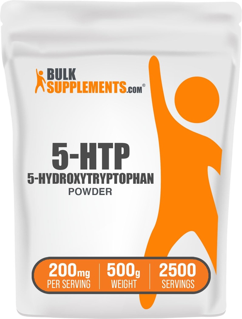 BulkSupplies.com 5-HTP σκόνη - 5-Υδροξυτρυπτοφάνη, 5 HTP συμπλήρωμα - 5-HTP 200mg, συμπλήρωμα υποστήριξης Mood - Χωρίς γλουτένη, 200mg ανά υπηρεσία, 500g (1.1 lbs) (Συσκευασία των 1)