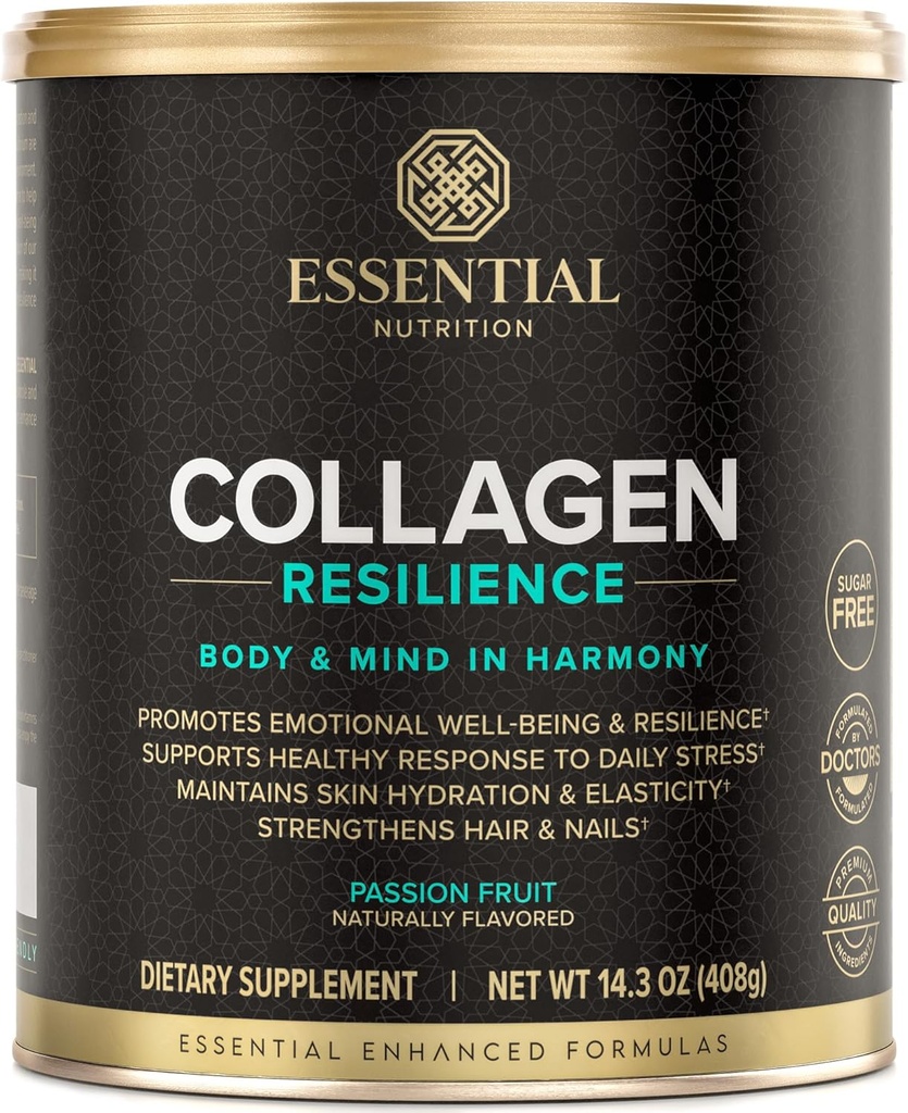 Essential Nutrition Collagen Resilience - Hydrolyzed Collagen Peptides Σκόνη με Υαλουρονικό Οξύ, Σιλικόνη, Amino-Acids & Passion Flower Extract - Πάθος Φρούτα - 14.3 oz (30 μερίδες)