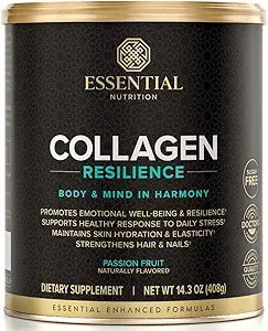 Essential Nutrition Collagen Resilience - Hydrolyzed Collagen Peptides Σκόνη με Υαλουρονικό Οξύ, Σιλικόνη, Amino-Acids & Passion Flower Extract - Πάθος Φρούτα - 14.3 oz (30 μερίδες)