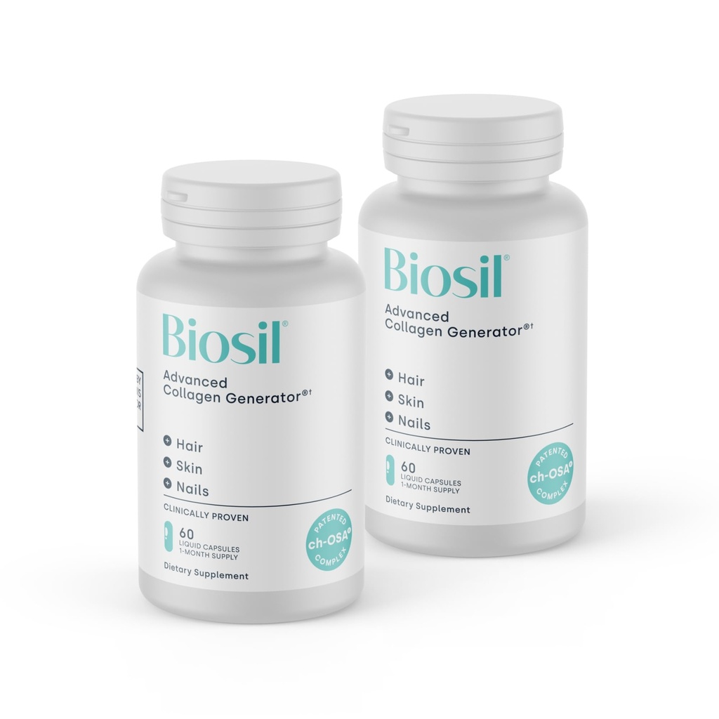Biosil Collagen Booster Supplement - 60 Liquid Capsals, Pack of 2 - Πατενταρισμένο ch-OSA Activator for Skin, Hair, Nails & Joints - Υποστηρίζει τη φυσική παραγωγή - 60-Day Supply