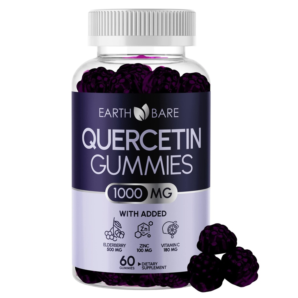 Κουερσετίνη Gummies με Elderberry, Zinc & Vitamin C – Συμπλήρωμα Υποστήριξης Ανοσοποιητικού – Αντιοξειδωτικό & Εποχιακή Ευεξία – Vegan, Non-GMO, Natural Berry Flavor – 60 Gummies