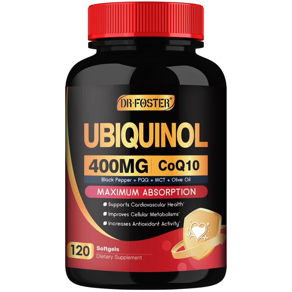 DRFOSTER Coq10 400mg Softgels Ubiquinol με PQQ & Βιταμίνη Ε, Ελαιόλαδο, Καρδιά, Εγκέφαλος & Ενεργειακή Υποστήριξη - 120 Ημέρες Προμήθεια