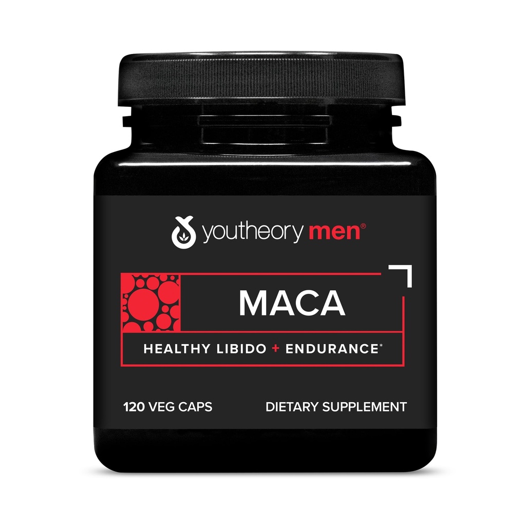 Youtheory Men's Maca - Vegan Maca Supplement for Men - Υποστηρίζει την ενέργεια, τη Σταμίνα & την αντοχή* - Γαλακτοκομικά, Σόγια & Γλουτένη Δωρεάν - 120 κάψουλες λαχανικών