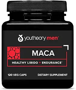 Youtheory Men's Maca - Vegan Maca Supplement for Men - Υποστηρίζει την ενέργεια, τη Σταμίνα & την αντοχή* - Γαλακτοκομικά, Σόγια & Γλουτένη Δωρεάν - 120 κάψουλες λαχανικών