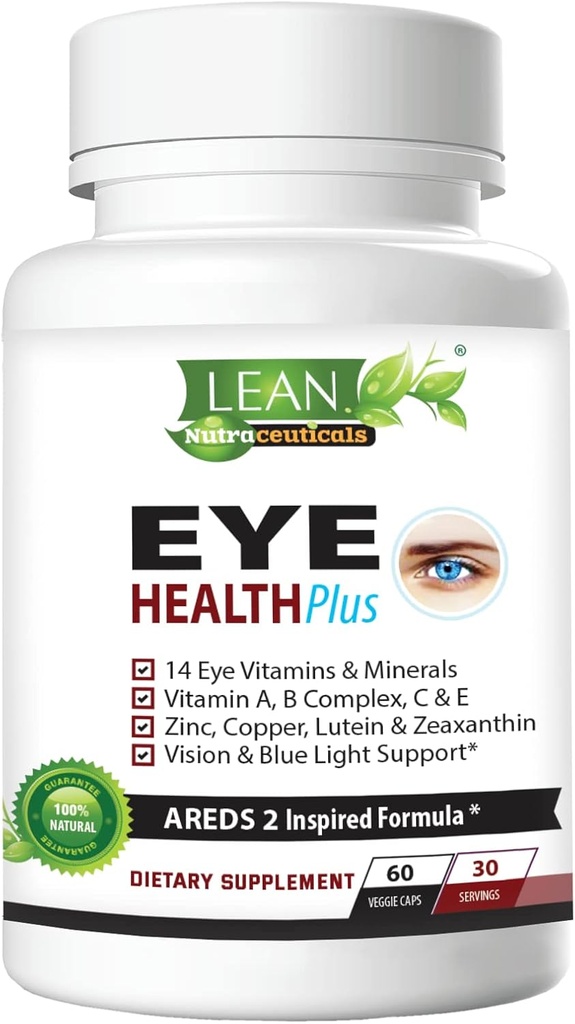 Areds 2 Eye Health Plus w/ Copper, Vitamin A B C E, Lutein & Zeaxanthin, Quercetin, Zinc, Bilberry Extract, Biotin - Sight Care, Ξηραντικότητα, Στράγγισμα, Συμπλήρωμα νυχτερινής όρασης για Ενήλικες 60 κάψουλα